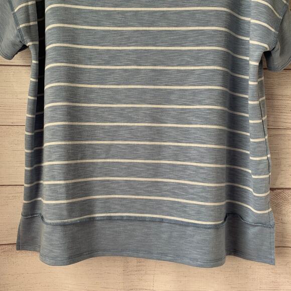 First Love by Lovelyn Blue and White Striped Shirt Short Sleeve Size Medium - Picture 3 of 15